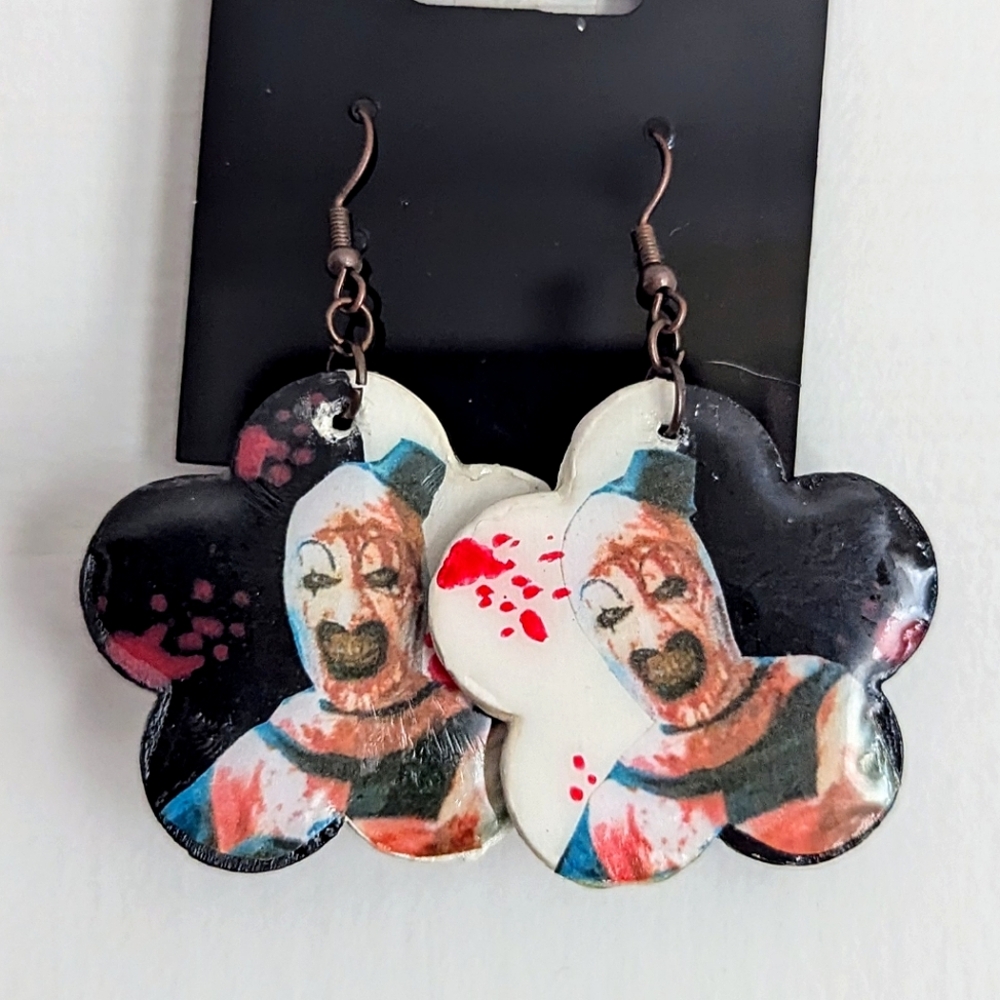 Art the Clown 'Terrifier' Custom Flower Earrings